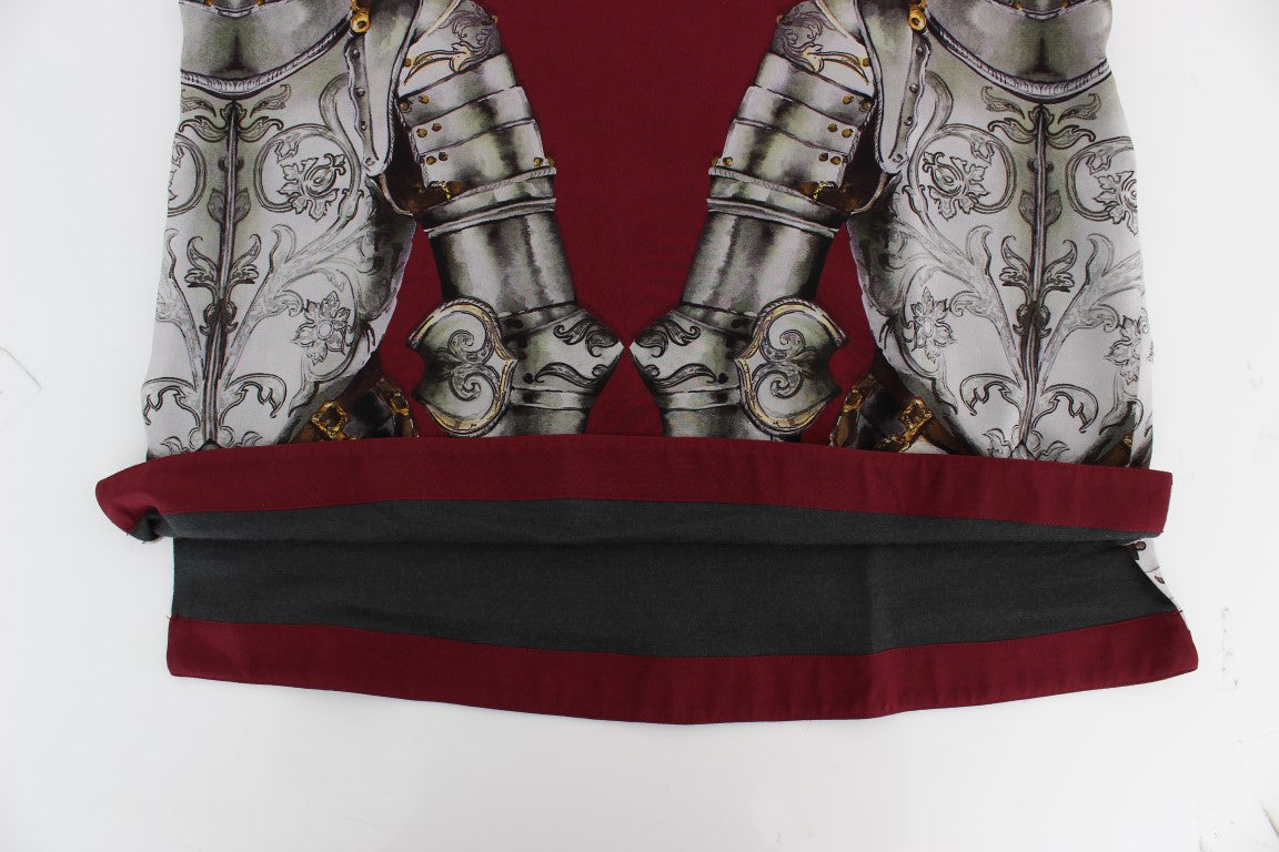 Dolce &amp; Gabbana Röd Riddare Mönstrad Sidenblus T-shirt