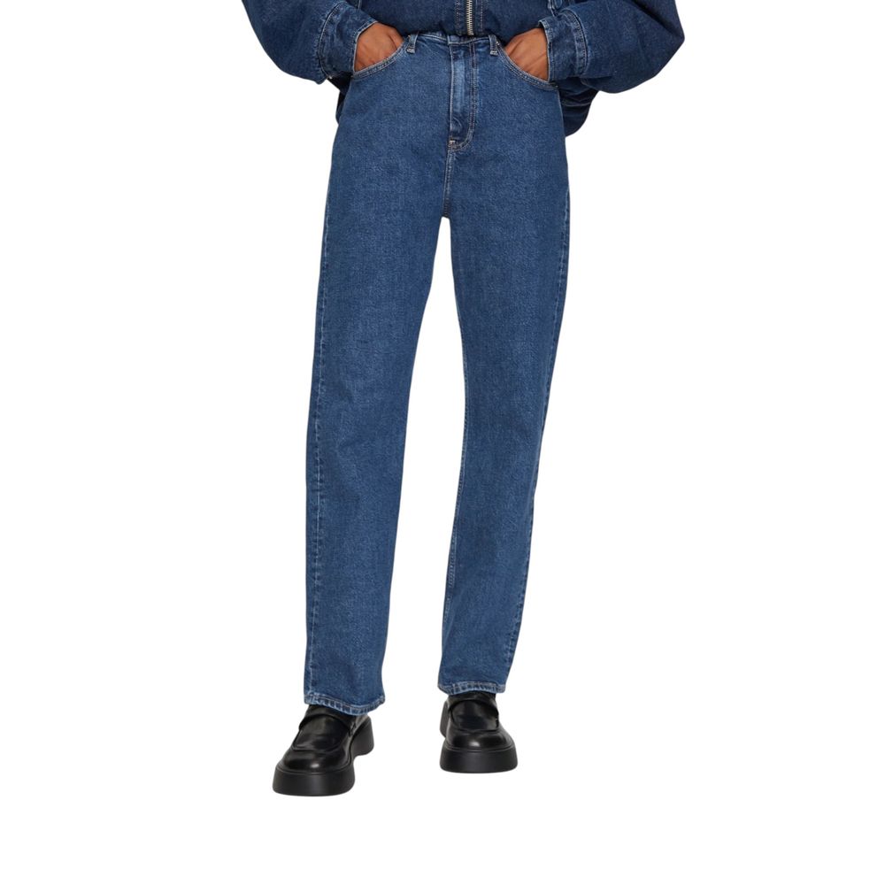 Blå bomullsmomjeans