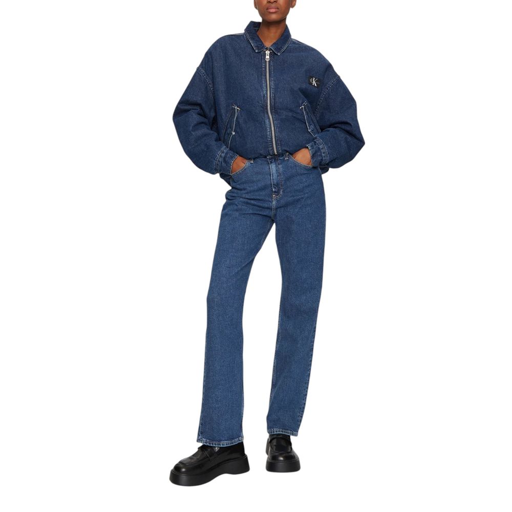 Blå bomullsmomjeans