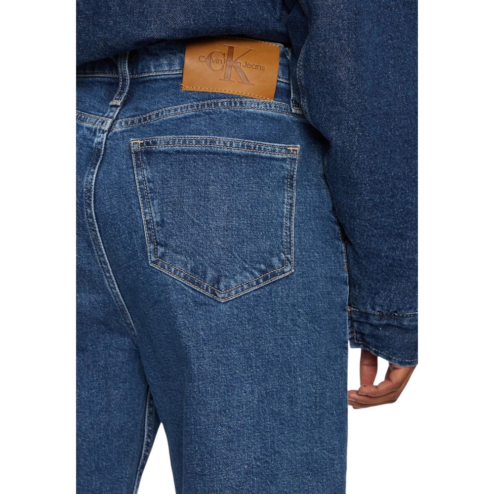 Blå bomullsmomjeans