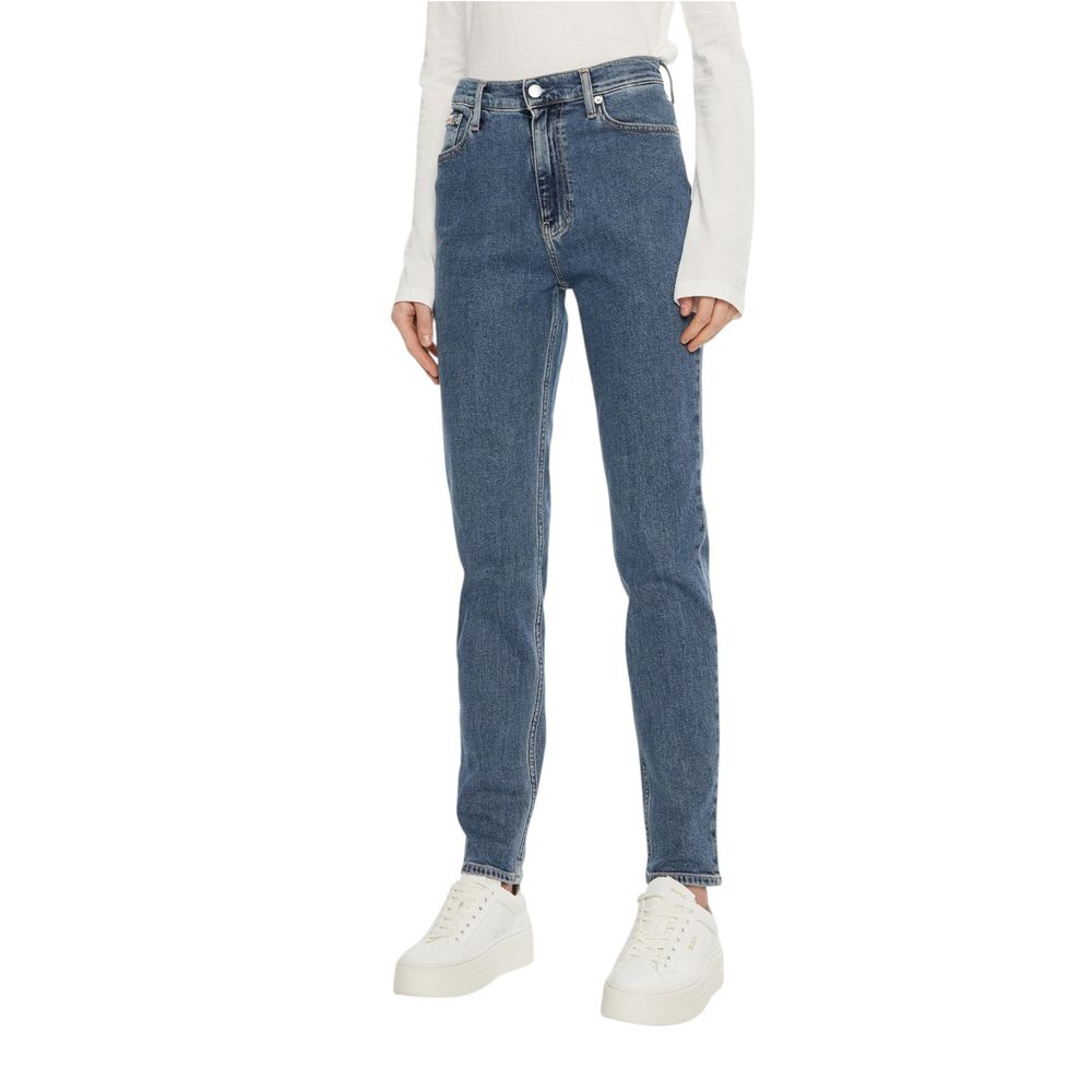 Blå bomullsmomjeans