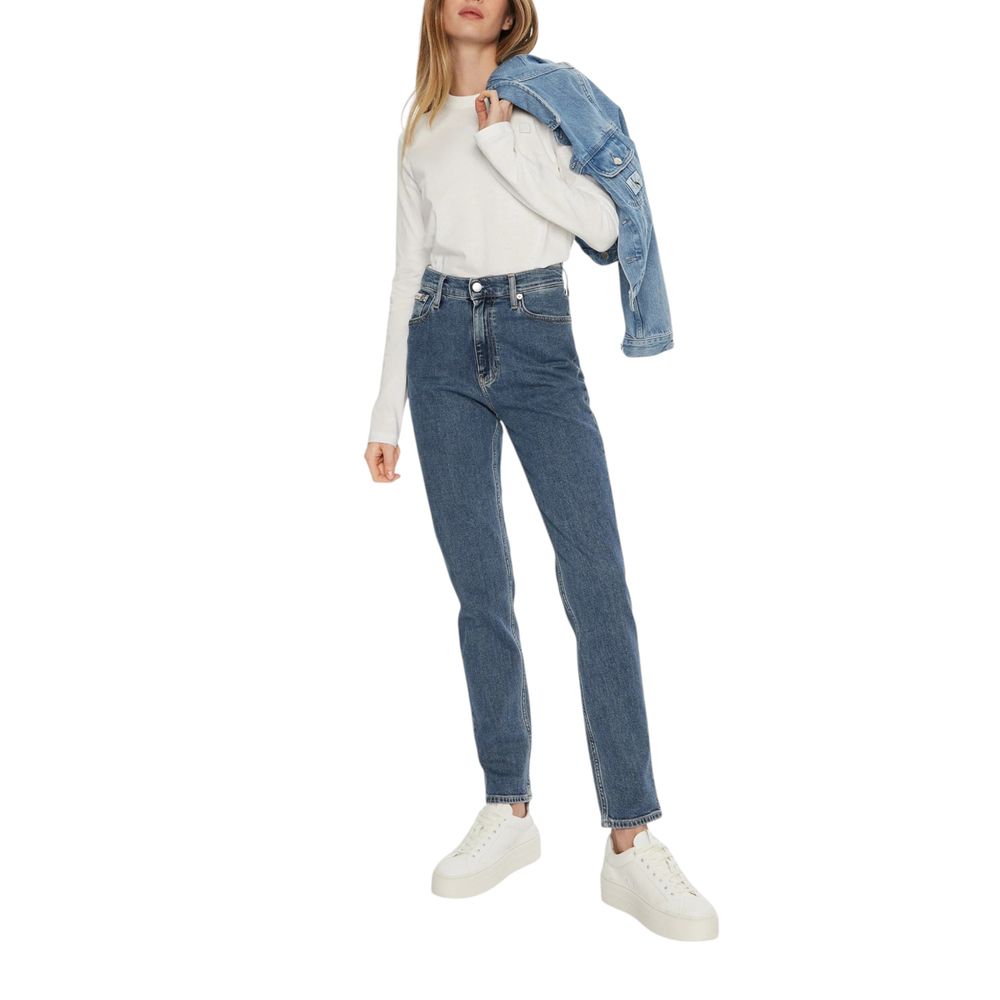Blå bomullsmomjeans