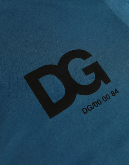 Dolce &amp; Gabbana Blå Logo Bomull Rund Hals Kortermet T-skjorte