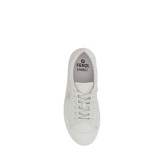 Fendi White Calf Leather Bos Taurus Athletic Sneakers