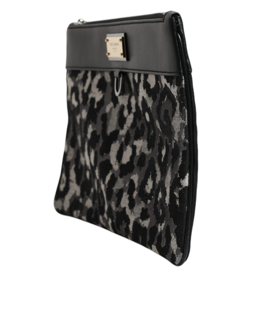 Flerfarget leopard jacquard logo plakett herreveske