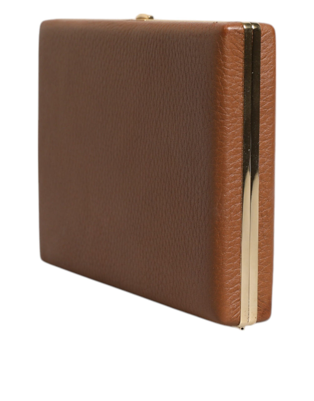 Brun clutch-veske i skinn til kveldsbruk