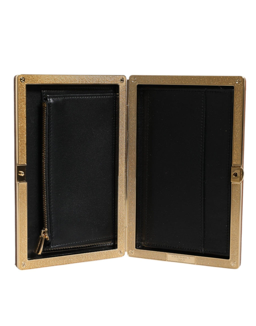 Brun clutch-veske i skinn til kveldsbruk