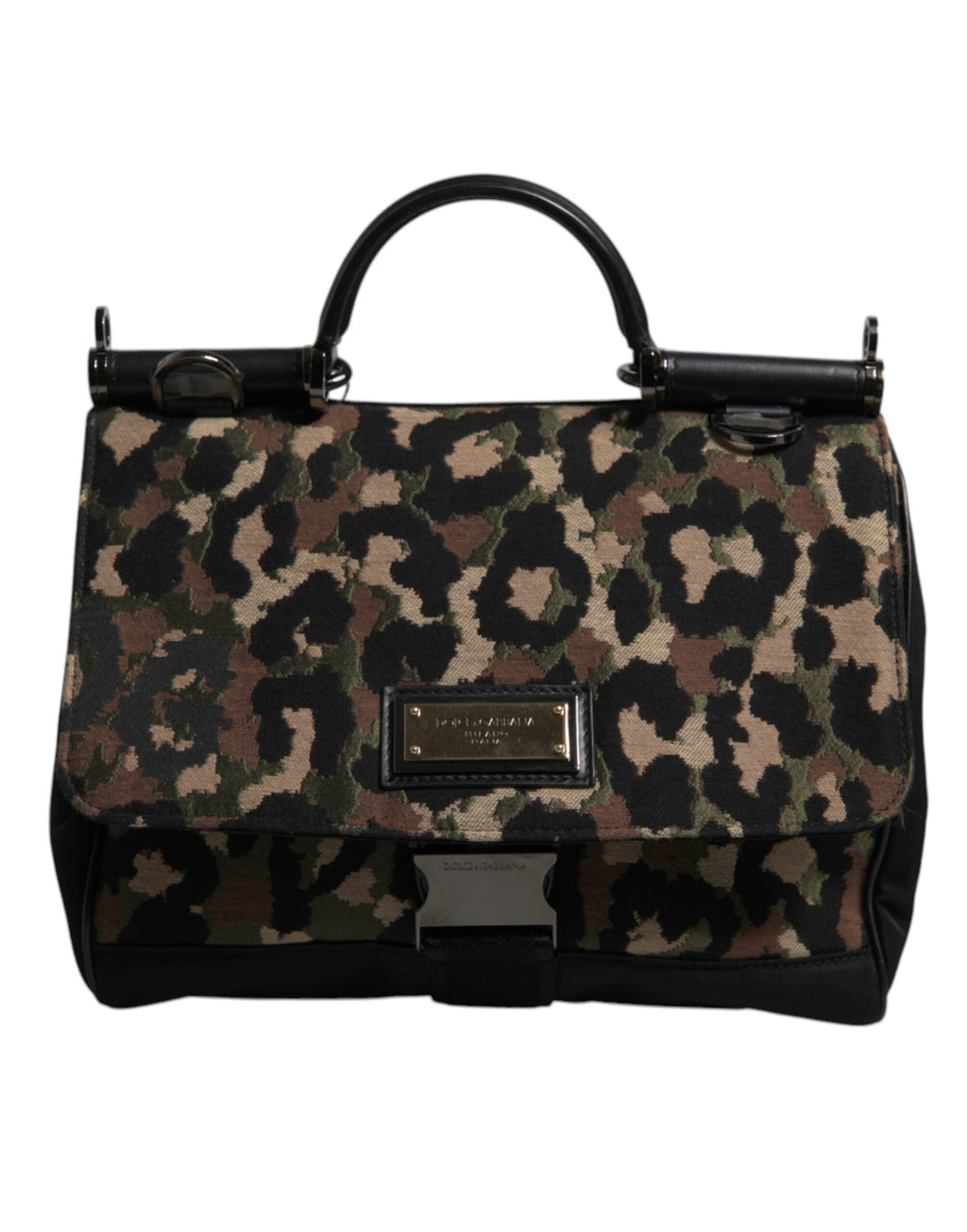 Brun leopardmönstrad lackad nylonväska i Sicily-stil