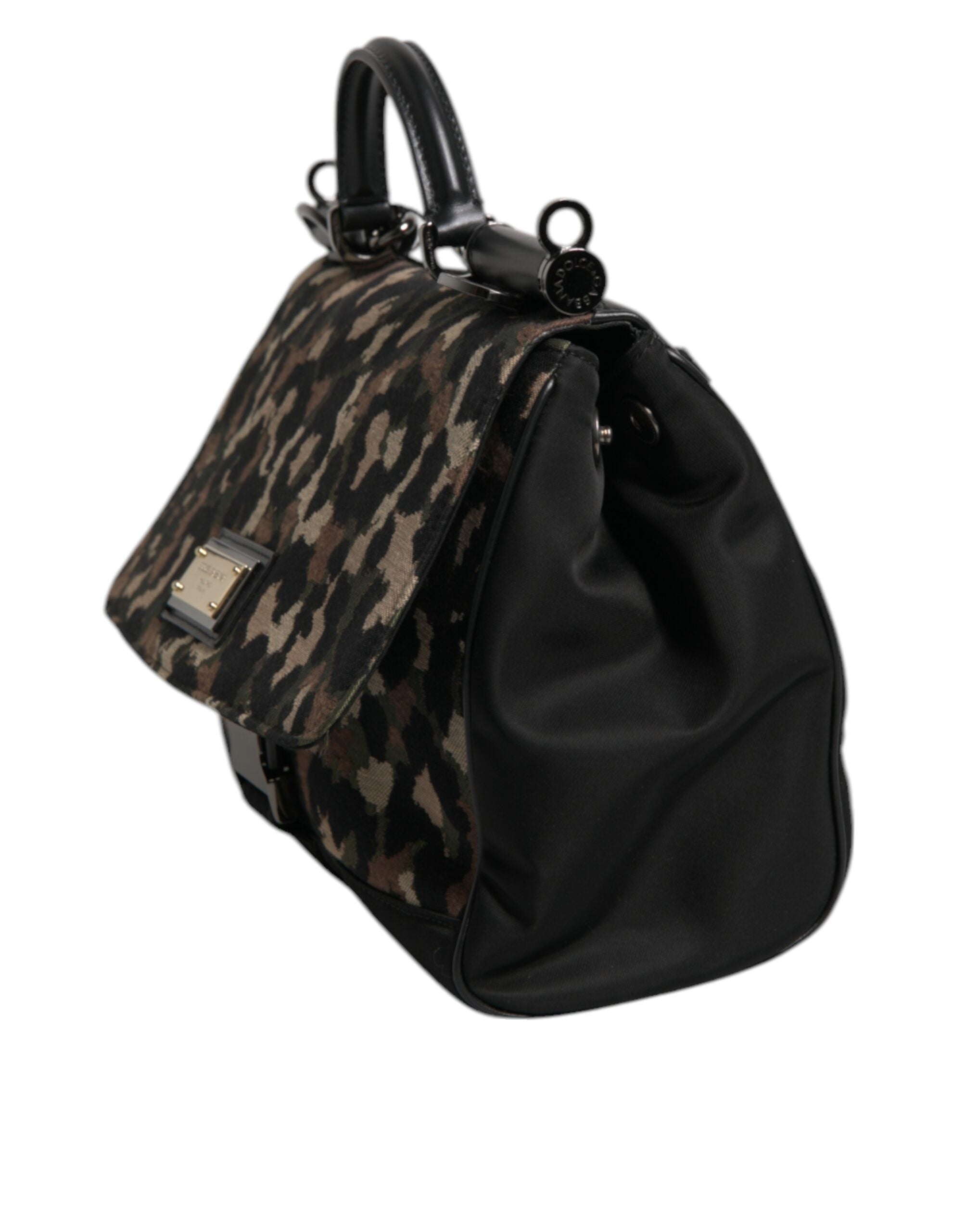 Brun leopardmönstrad lackad nylonväska i Sicily-stil