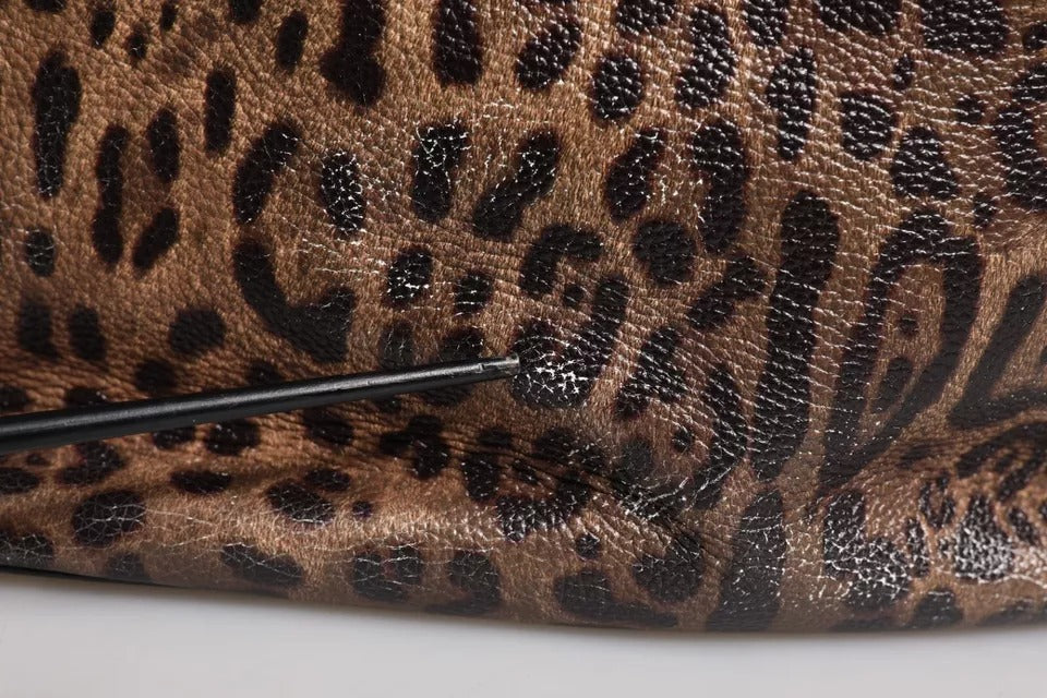 Brun svart kalvskinns leopardmönster axelväska