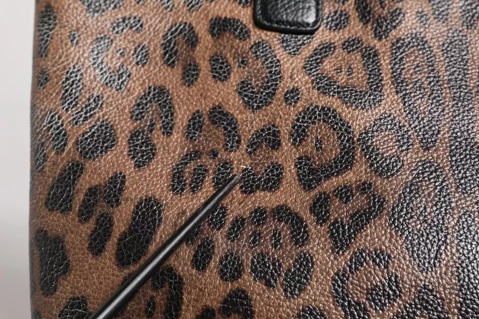 Brun svart kalvskinns leopardmönster axelväska