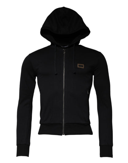 Dolce &amp; Gabbana Svart Logo Hel Dragkedja Huvtröja
