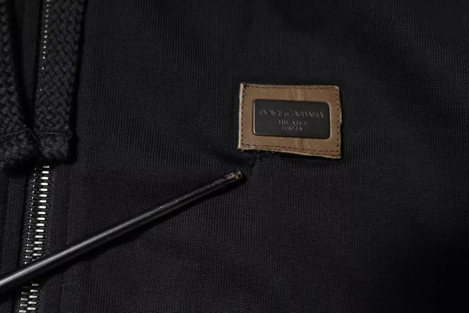 Dolce &amp; Gabbana Svart Logo Hel Dragkedja Huvtröja