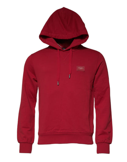 Dolce &amp; Gabbana Röd Bomullslogotyp Hoodie Tröja