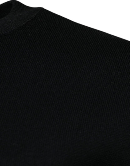 Dolce &amp; Gabbana Svart Nylon Logo Rund Halsad Tröja