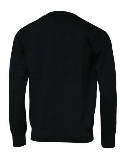 Dolce &amp; Gabbana Svart Nylon Logo Rund Halsad Tröja