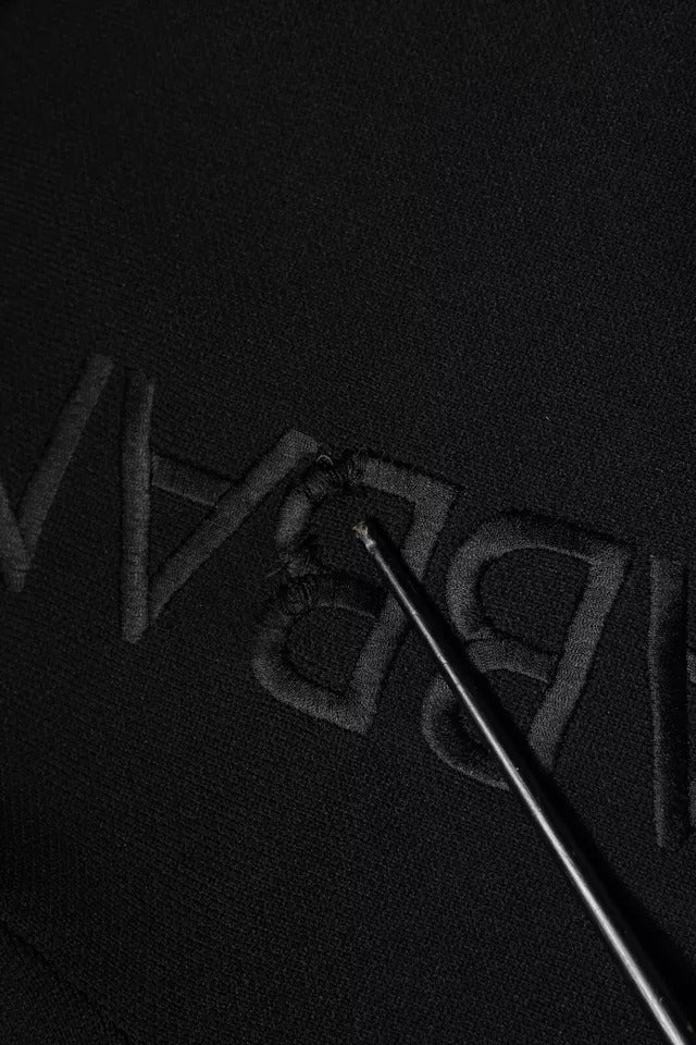 Dolce &amp; Gabbana Svart Nylon Logo Rund Halsad Tröja