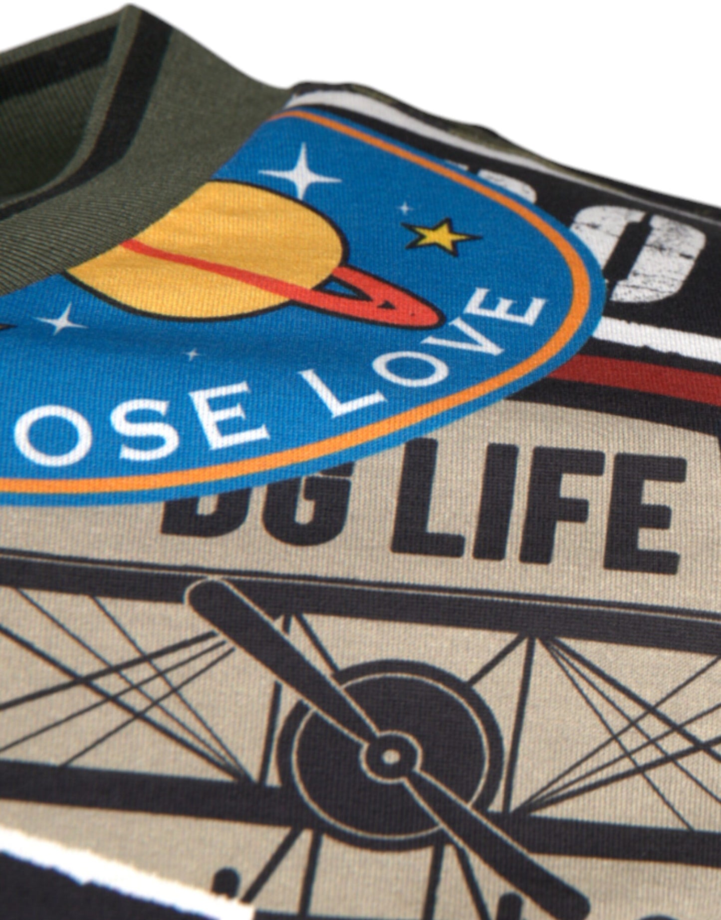 Dolce &amp; Gabbana Flerfarget Grafisk Trykk Bomulls-T-skjorte med Rund Hals