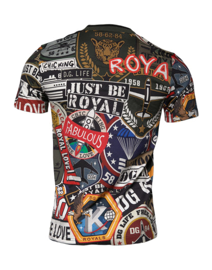 Dolce &amp; Gabbana Flerfarget Grafisk Trykk Bomulls-T-skjorte med Rund Hals
