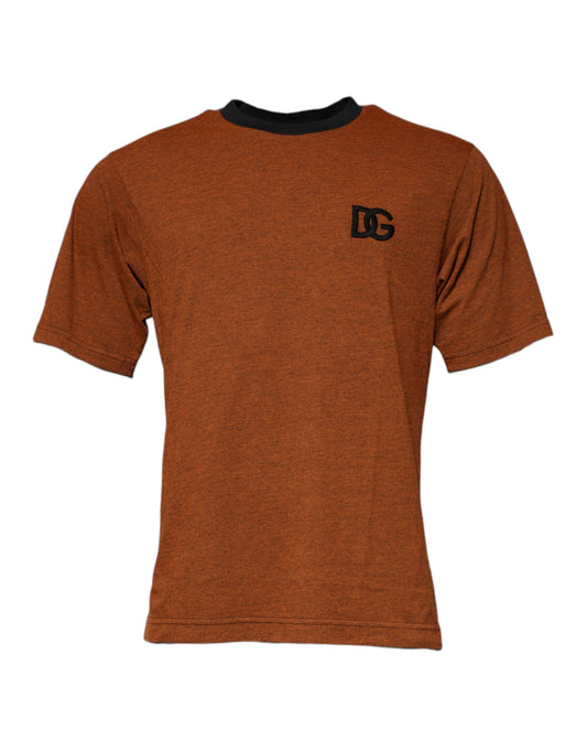 Dolce &amp; Gabbana Brun DG-logo Polyester-T-skjorte med rund hals