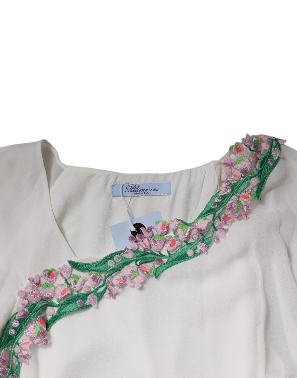 Vit Blommig Broderad Viskos Chiffongklänning