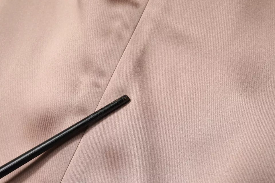 Rosa Satin Långärmad Slidklänning med Omlott