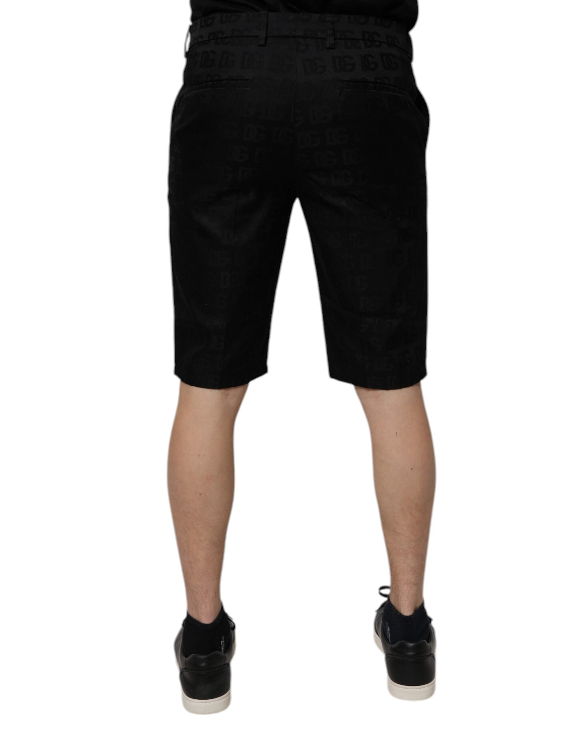 Svarta bomulls chinoshorts med medelhög midja