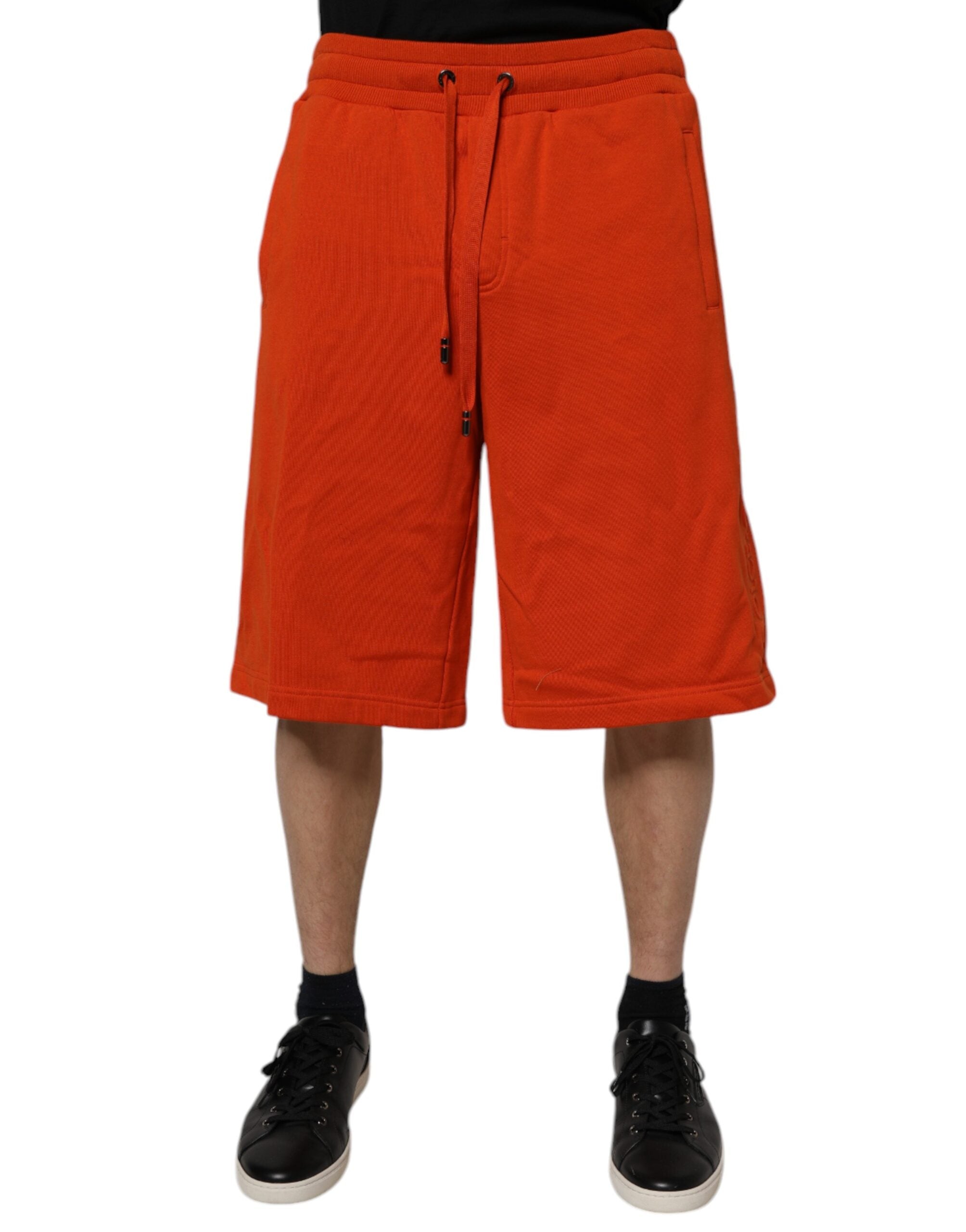 Röda bomullsblandade bermudashorts med medelhög midja för män