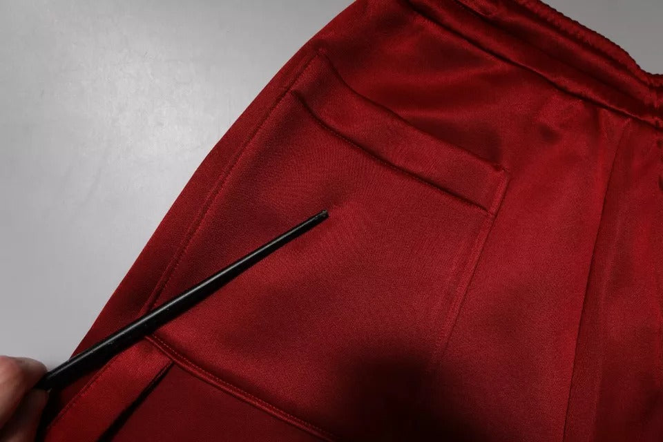 Rödbruna viskosnylon bermudashorts med medelhög midja