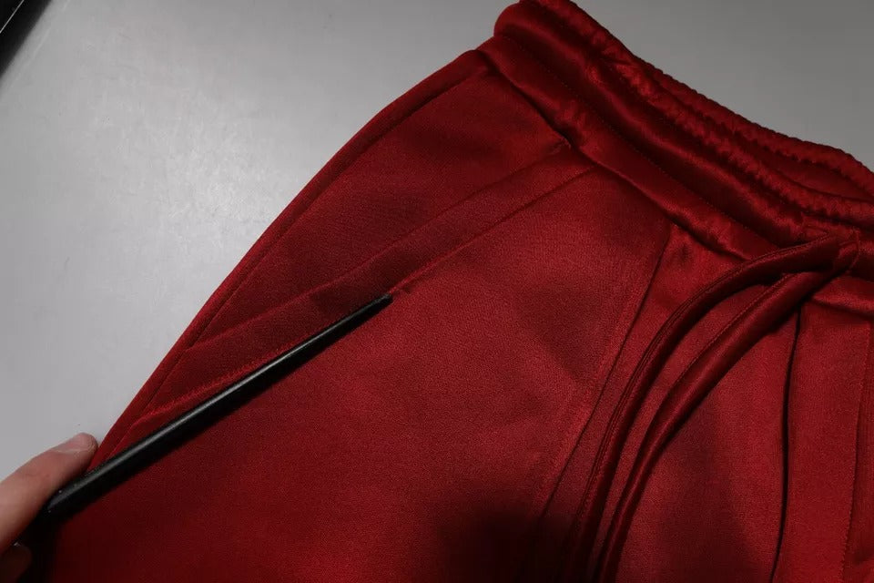 Rödbruna viskosnylon bermudashorts med medelhög midja