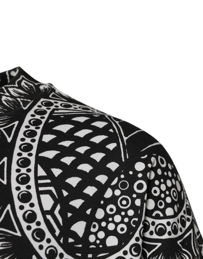 Dolce &amp; Gabbana Vit Svart Mönstrad Bomullssweatshirt