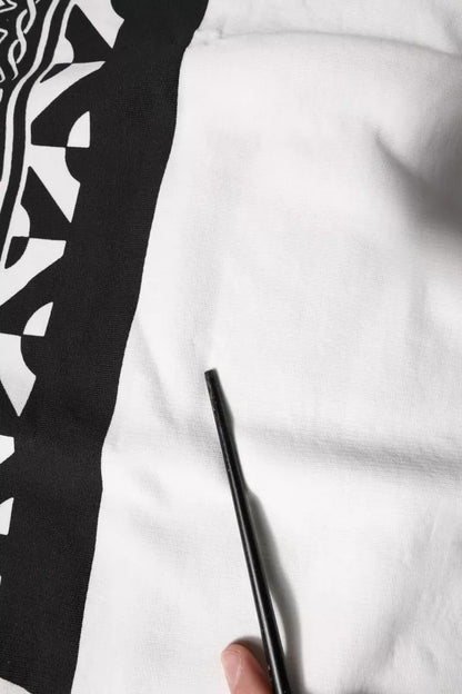 Dolce &amp; Gabbana Vit Svart Mönstrad Bomullssweatshirt