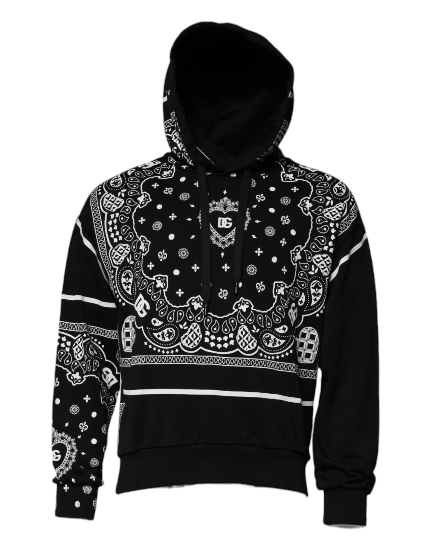 Dolce &amp; Gabbana Svart Bandana Hooded Herrtröja Tröja