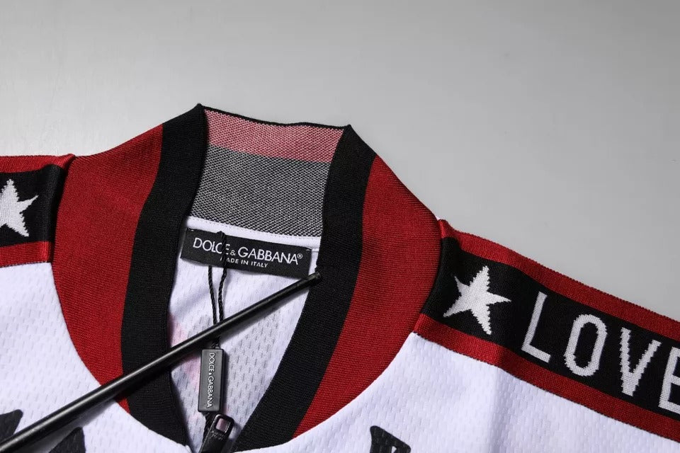 Dolce &amp; Gabbana Flerfarget King Panda-trykk T-skjorte med glidelåskrage