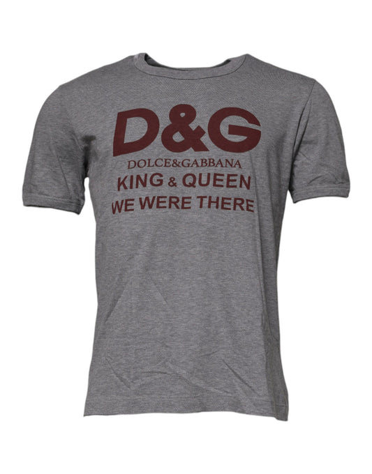 Dolce &amp; Gabbana Grå Logo Print Bomull Rund Hals Herre T-skjorte