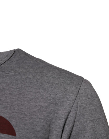 Dolce &amp; Gabbana Grå Logo Print Bomull Rund Hals Herre T-skjorte