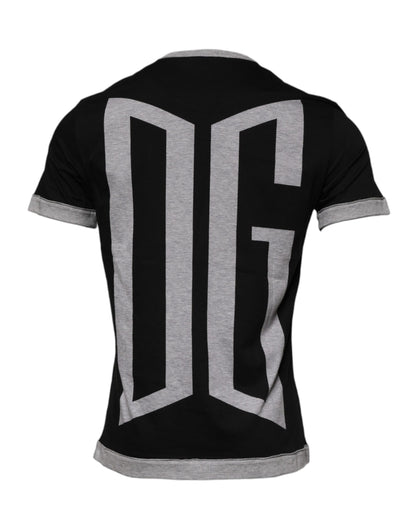 Dolce &amp; Gabbana svart logo bomulls-T-skjorte med rund hals for menn