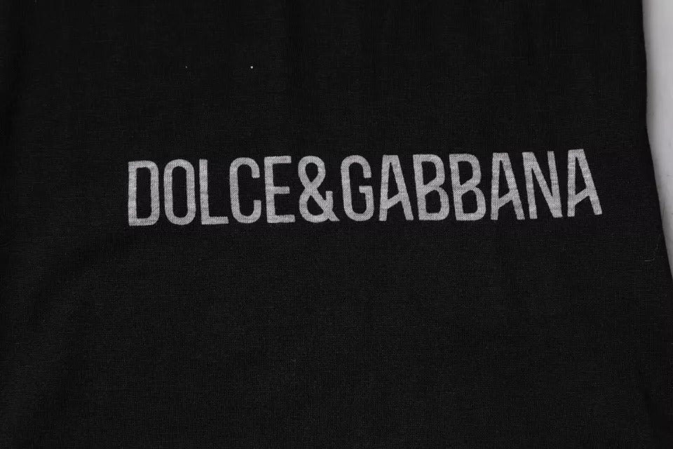 Dolce &amp; Gabbana svart logo bomulls-T-skjorte med rund hals for menn