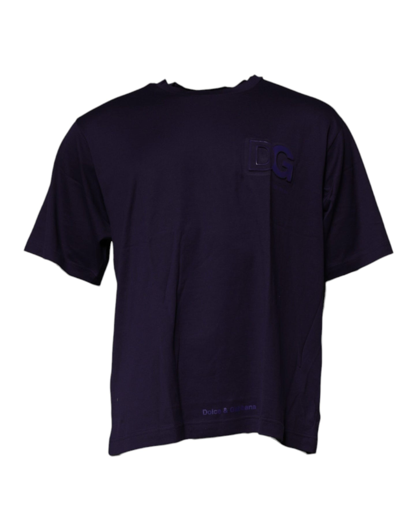 Dolce &amp; Gabbana Marineblå DG Logo Bomulls-T-skjorte med rund hals