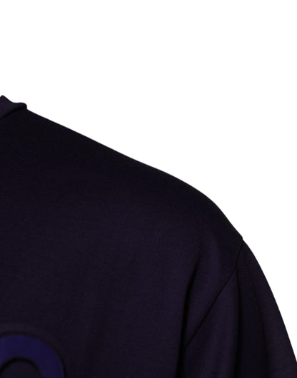 Dolce &amp; Gabbana Marineblå DG Logo Bomulls-T-skjorte med rund hals