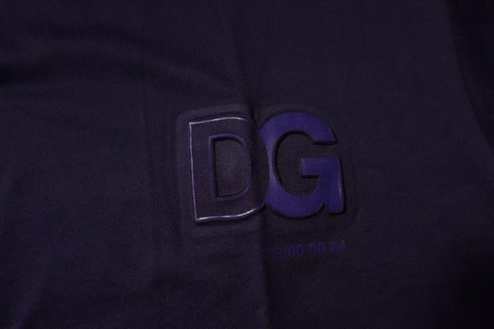 Dolce &amp; Gabbana Marineblå DG Logo Bomulls-T-skjorte med rund hals