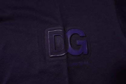 Dolce &amp; Gabbana Marineblå DG Logo Bomulls-T-skjorte med rund hals