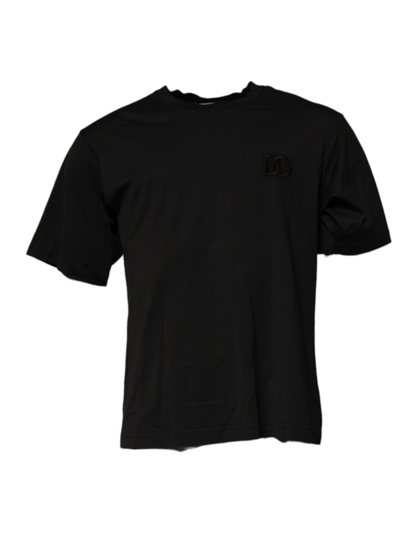Dolce &amp; Gabbana svart DG-logo bomulls-T-skjorte med rund hals