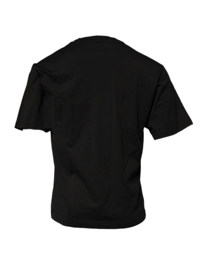 Dolce &amp; Gabbana svart DG-logo bomulls-T-skjorte med rund hals