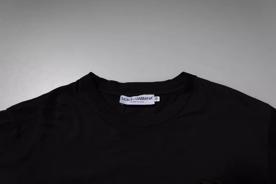 Dolce &amp; Gabbana svart DG-logo bomulls-T-skjorte med rund hals