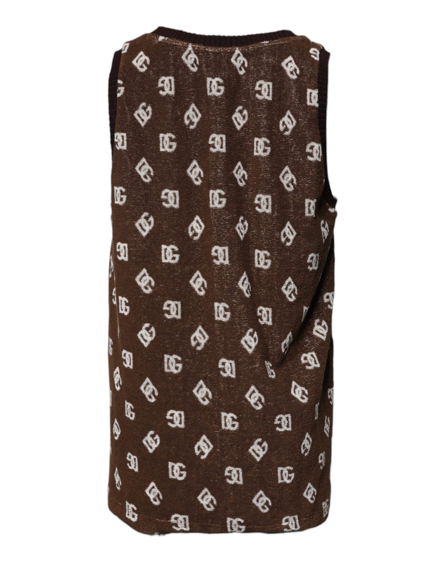 Dolce &amp; Gabbana Brun Logo Monogram Bomulls-T-skjorte med rund hals