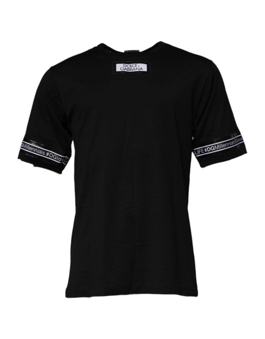Dolce &amp; Gabbana Svart #DGMILLENNIALS Bomulls-T-skjorte med rund hals