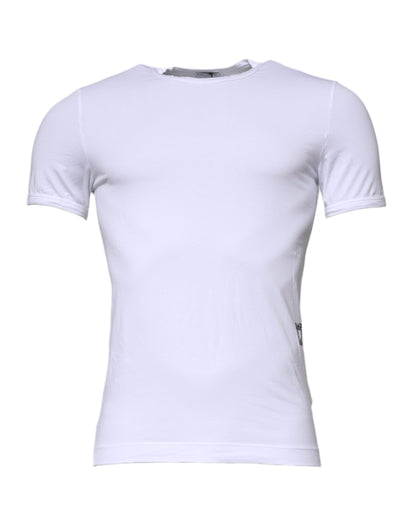 Dolce &amp; Gabbana Hvit Bomulls Stretch Crewneck Undertøy T-skjorte