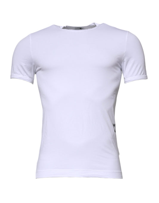 Dolce &amp; Gabbana Hvit Bomulls Stretch Crewneck Undertøy T-skjorte