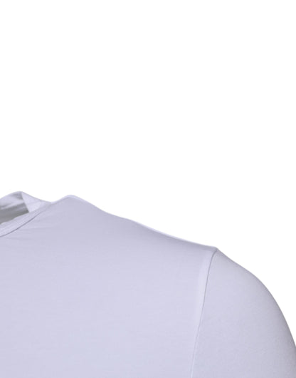 Dolce &amp; Gabbana Hvit Bomulls Stretch Crewneck Undertøy T-skjorte
